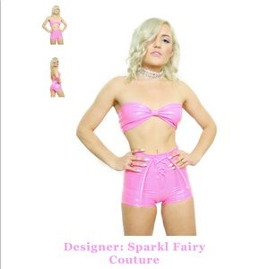 Barbie pink latex shorts